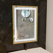 Lustro Bruno Touch LED z systemem przeciwmgielnym, zegarem i temperaturą 60x80 cm Rama szczotkowana srebrna