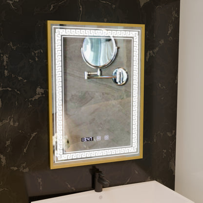 Lustro Bruno Touch LED z systemem przeciwmgielnym, zegarem i temperaturą 60x80 cm Rama szczotkowana srebrna