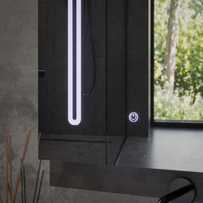 Lustro LED z szafką PLANO 80x70 cm, biały, czujnik dotyku i schowek