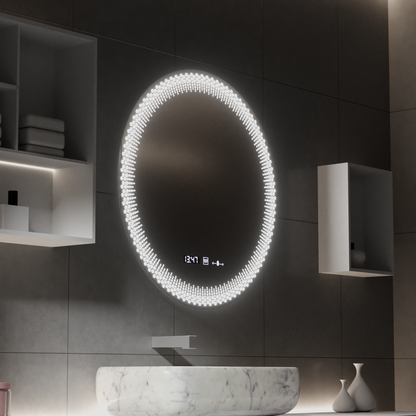 Okrągłe lustro LED 60 cm, Stellaire Touch, system przeciwmgielny, ściemnialne