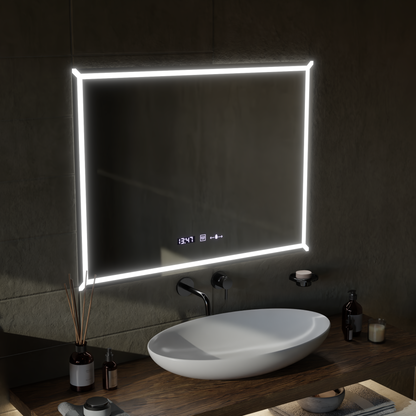 Lustro prostokątne LED, 60x80cm, VillayTouch Marcello, system przeciwmgielny, ściemnialne