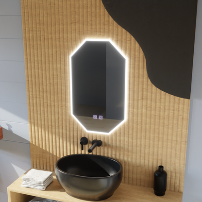 Lustro LED Polygon E43S/50X80, System oświetlenia i odmgławiania, 50X80cm