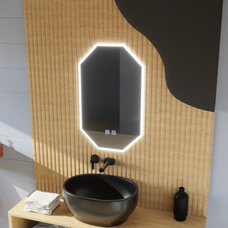 Lustro LED Polygon E43S/50X80, System oświetlenia i odmgławiania, 50X80cm
