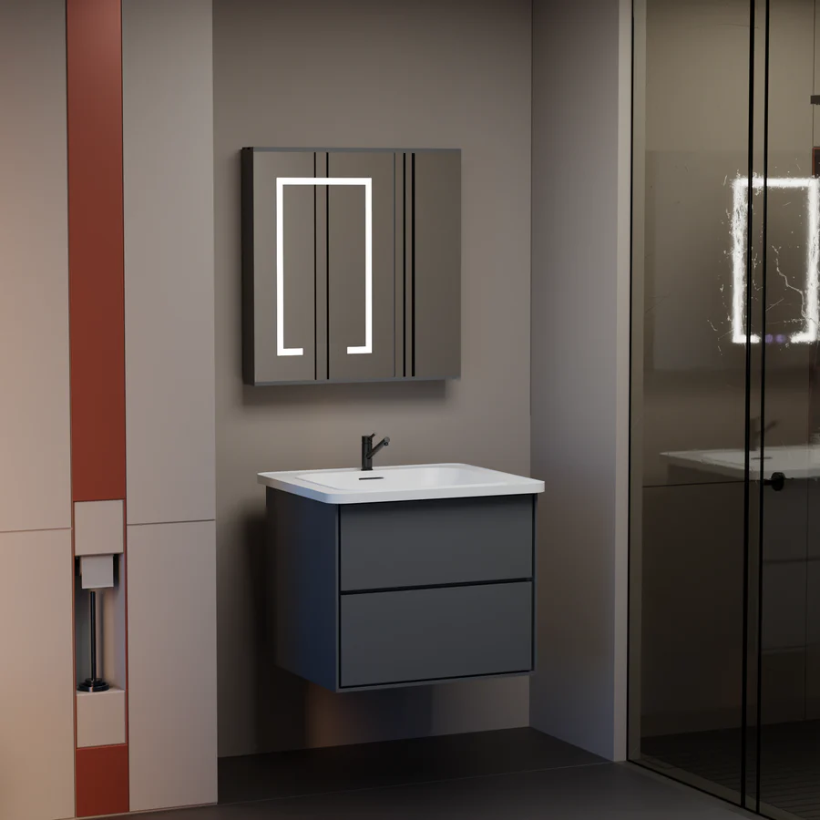 Zestaw mebli łazienkowych SANTORINI, 60x50 cm, 2 sztuki, kolor szary i biały