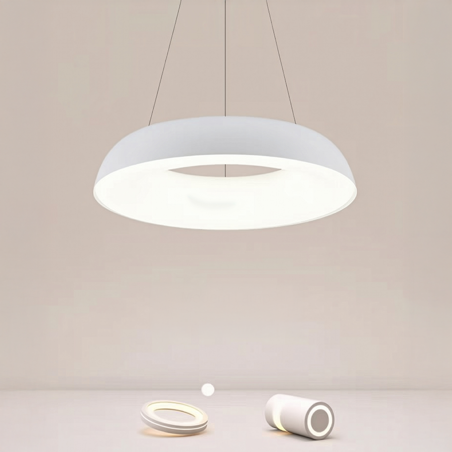 LED żyrandol zawieszony z pilotem Chiara, 74 W, zimno/gorące/neutralne światło, niestabilne, białe