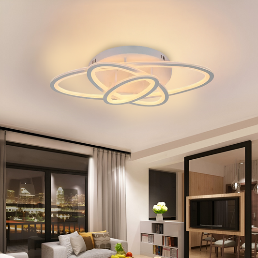 Żyrandol LED z pilotem GENTIANA 83W, 3 elipsy, światło zimne/ciepłe/neutralne, ściemnialny, biały 