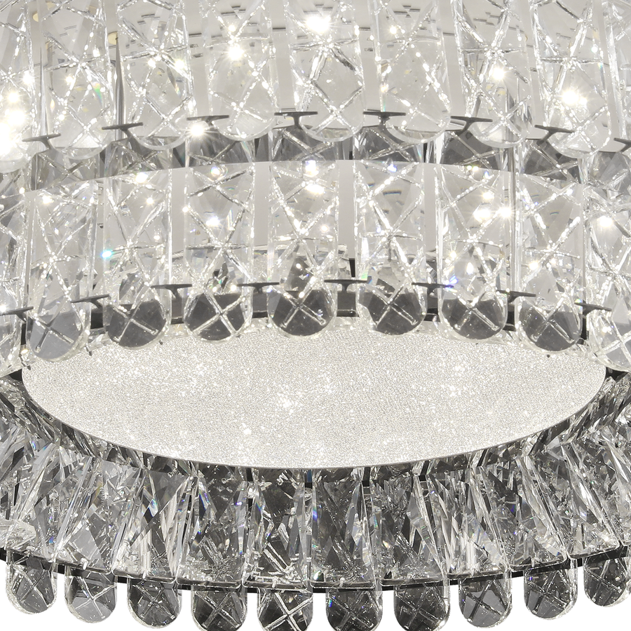 Żyrandol LED LLC130/1CH, kryształ i metal, 31W, 1 okrąg, możliwość przyciemniania, regulowana wysokość, światło zimne/ciepłe/neutralne, luksusowe oświetlenie