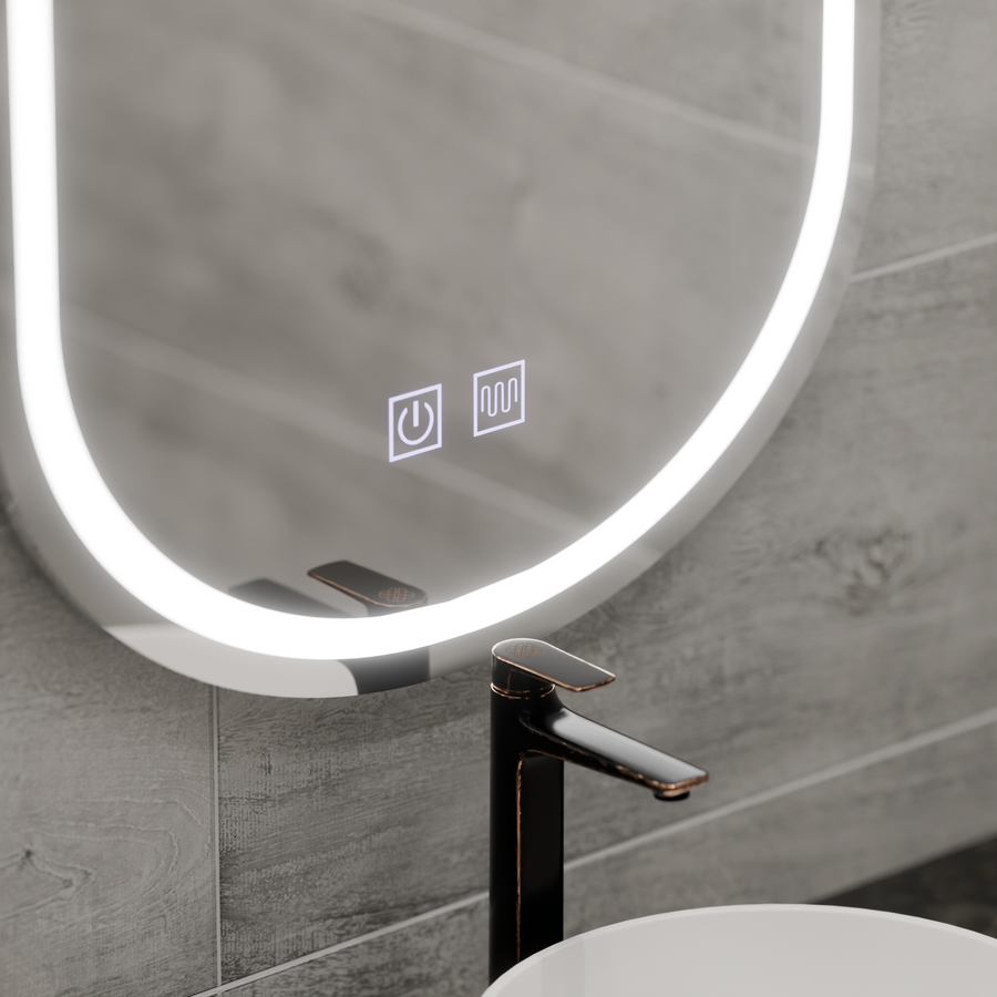 Lustro owalne LED 50x80, Velara Touch, system przeciwmgielny, ściemnialne