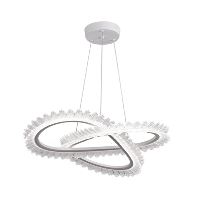 Żyrandol LED Luminis PRISM, kryształ i metal, 210 W, 4 okręgi, ściemnialny, regulowana wysokość, zimne/ciepłe/neutralne światło, luksusowe oświetlenie