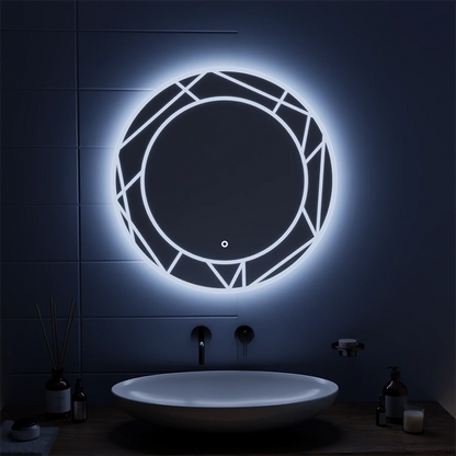 Lustro dotykowe LED ASTRIX, 70 cm, 6000 K, możliwość przyciemniania, system odmgławiania