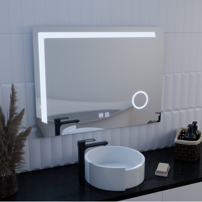 Manfred Touch LED Mirror Defog System, zegar i temperatura 60x80 cm Lupa kosmetyczna
