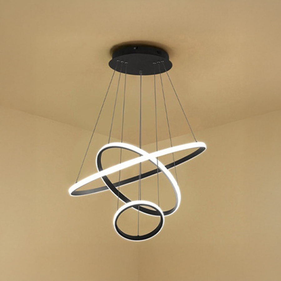 Żyrandol wiszący LED RICCI 45W, 3 okręgi, światło zimne/ciepłe/neutralne, czarny, regulowana wysokość