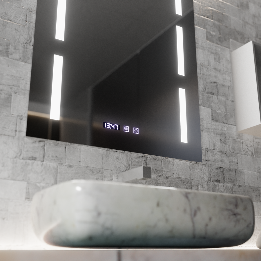 Lustro LED Touch Erich S86/60X80 System odmgławiania, zegar i temperatura 60x80 cm