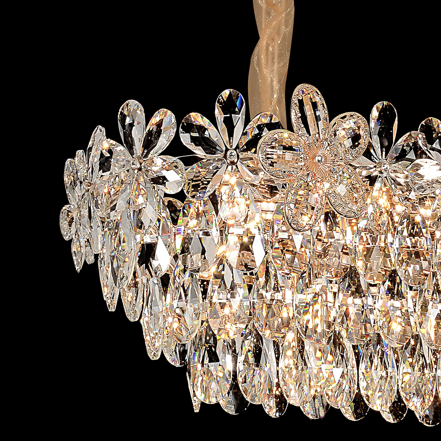 WINDSOR Regalis kryształowy żyrandol 10x E27, średnica 85 cm, błyszczące złoto, regulowana wysokość 