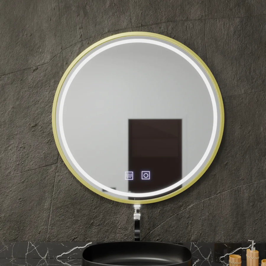 Okrągłe lustro LED, 70 cm, Glanz Touch, system przeciwmgielny, ściemnialne