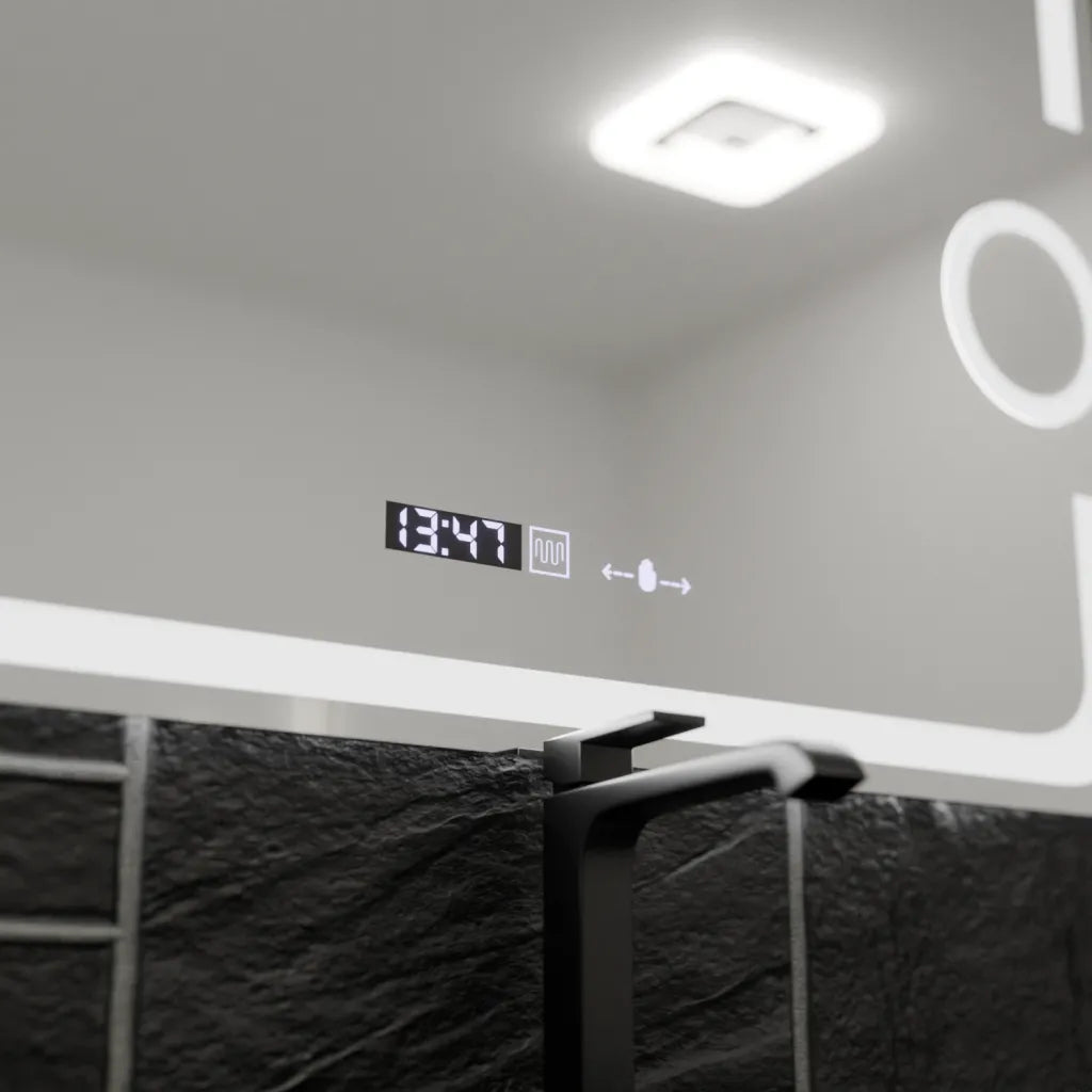 LUD LED prostokątny 80x60cm Eclat Motionglow Marcello System defracji zegara i termometru wilka Dokrany kosmetyczny