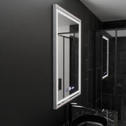 Prostokątne lustro LED 60x80cm Verite Imperial Silver Motion Glow Marcello Defog System Zegar i termometr Ściemnialny 