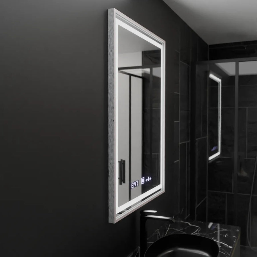 Prostokątne lustro LED 60x80cm Verite Imperial Silver Motion Glow Marcello Defog System Zegar i termometr Ściemnialny 