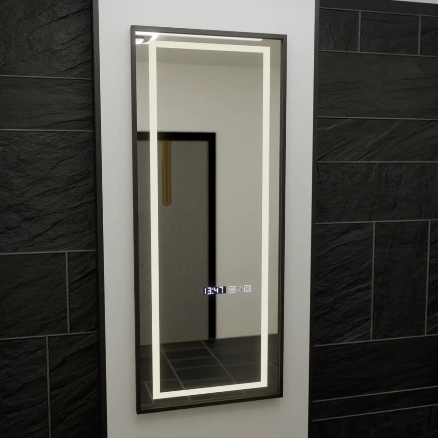 Lustro LED prostokątne 60x150cm Bianca Marcello Radar Sensor System przeciwmgielny Zegar i termometr Ściemnialny 