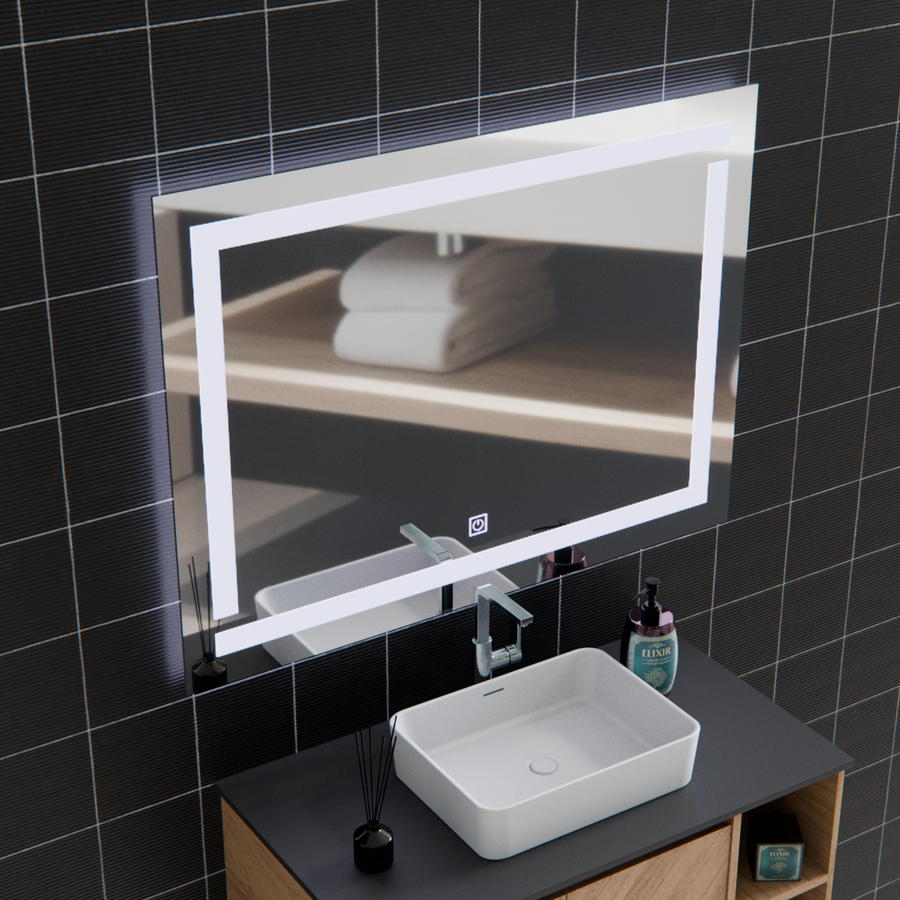 Lustro Giga LED, 80x60cm, srebrne, dotykowe, światło 6000K