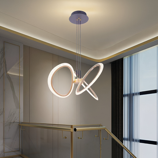 Żyrandol wiszący LED z pilotem RIMINI 48W, 3-elementowy, światło zimne/ciepłe/neutralne, ściemnialny, złoty