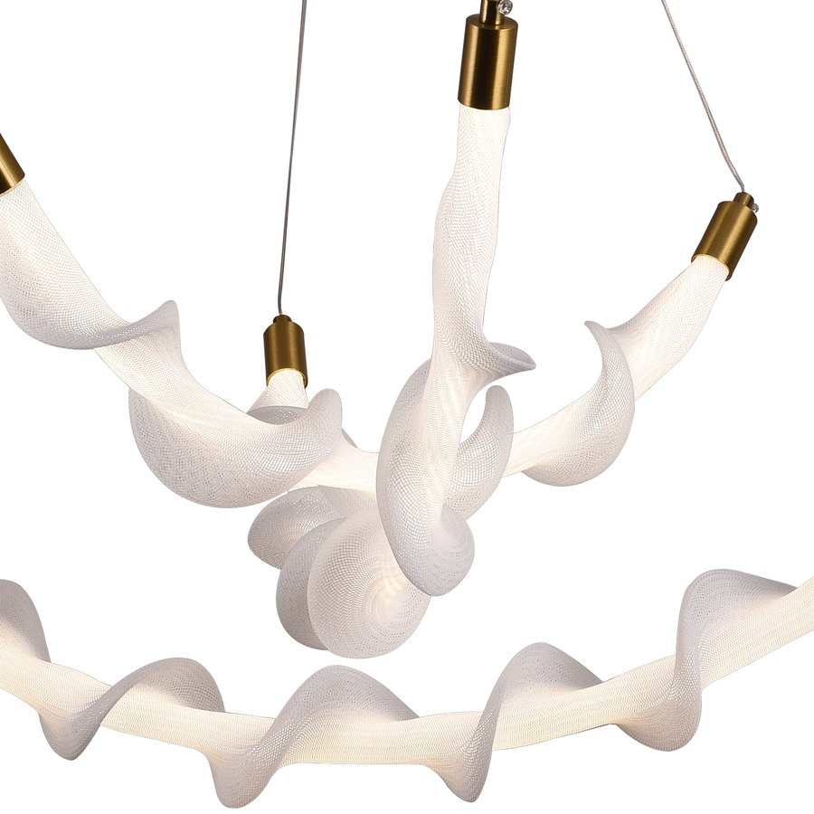 Podwieszany żyrandol akrylowy LED LT760/3GD, 28W, światło ciepłe/neutralne/zimne 3000/4000/6000K, biały, regulowana wysokość, metal i akryl