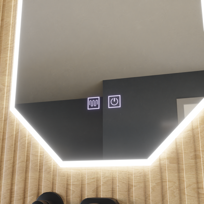 Lustro LED Polygon E43S/50X80, System oświetlenia i odmgławiania, 50X80cm
