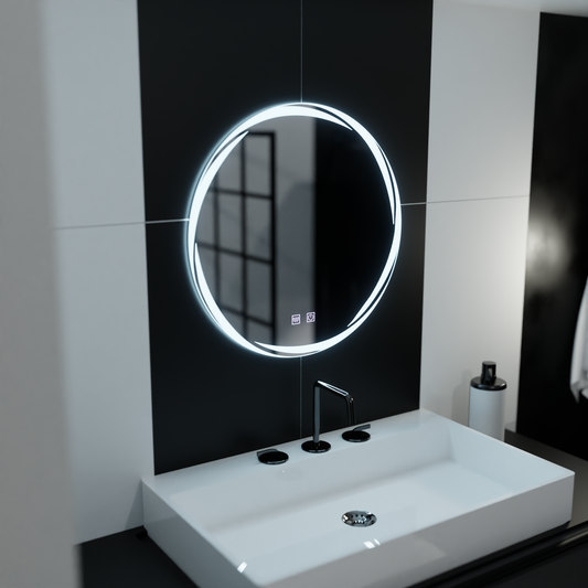 Okrągłe lustro LED 60 cm - Spirallus Touch Dimmable Defog System 