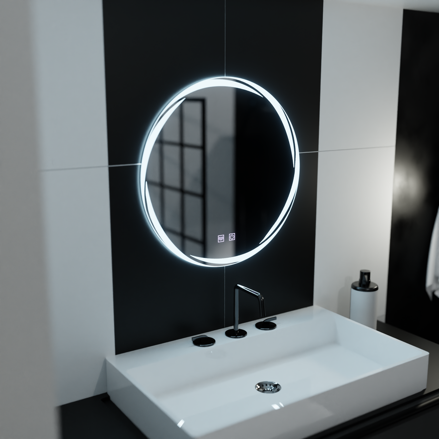 Okrągłe lustro LED 60 cm - Spirallus Touch Dimmable Defog System 