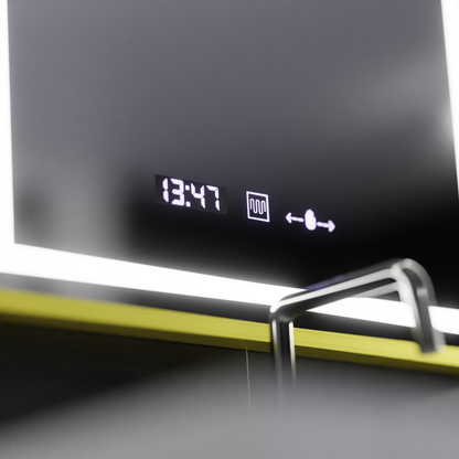Prostokątne lustro LED 50x70cm Verite Royale Gold Motion Glow Marcello Defog System Zegar i termometr Ściemnialny 