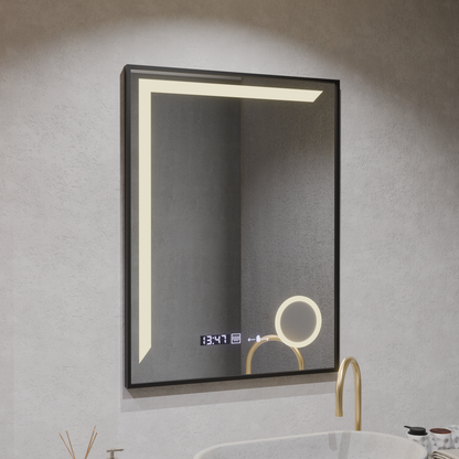 Lustro LED z czujnikiem ruchu MotionGlow Francesca 80x60 cm Ciepłe/Zimne/Neutralne światło Ściemnialny System przeciwmgielny Termometr Zegar Kolekcja Marcello Funghi