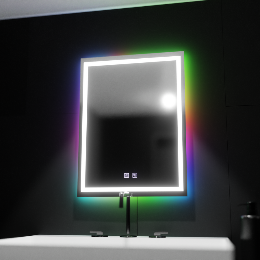 Prostokątne lustro LED 60X80cm, Spectrum Touch, RGB, system przeciwmgielny