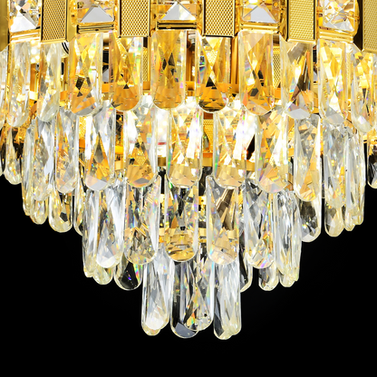 Żyrandol kryształowy BRAN Eleganza 8xE14, średnica 49 cm, błyszczące złoto, regulowana wysokość