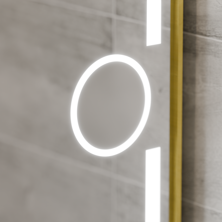 Lustro LED prostokątne 50x70cm Eclat MotionGlow Marcello System przeciwmgielny Zegar i termometr Ściemnialna lupa kosmetyczna