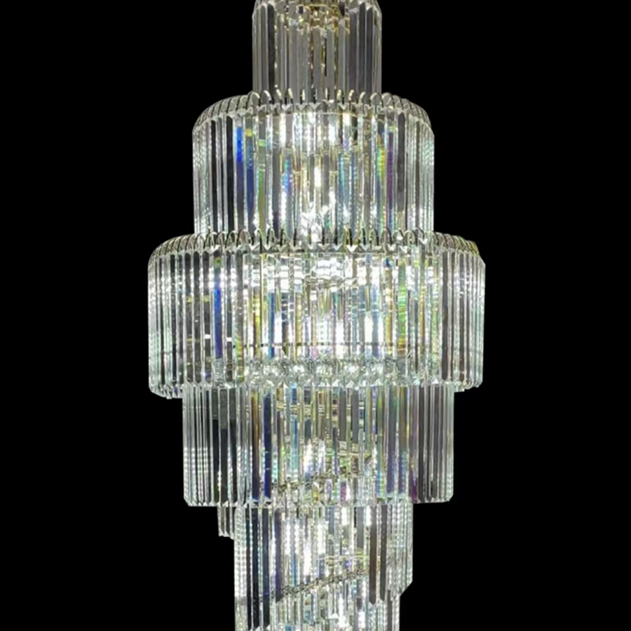 WINDSOR Altiora kryształowy żyrandol, średnica 60 cm, wysokość 1800 cm, błyszczące złoto, regulowana wysokość, elegancki design