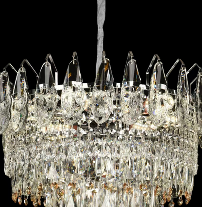 Żyrandol kryształowy WINDSOR Eleganza 8x E14, średnica 49 cm, błyszczące złoto, regulowana wysokość