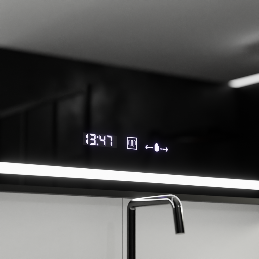 Prostokątne lustro LED 120x80cm Raggio Motion Glow Marcello Defog System Termometr i zegar Ściemnialny 