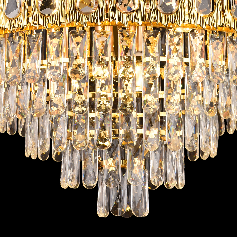 Kryształowy żyrandol BELVEDERE Magno 8xE14, średnica 60 cm, błyszczące złoto, regulowana wysokość