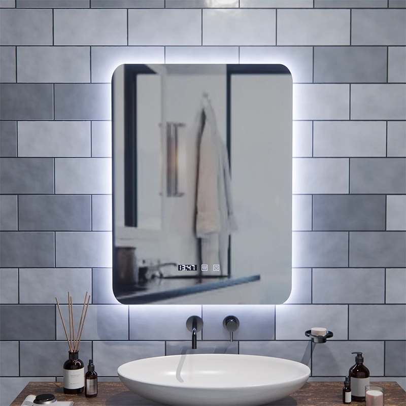 ARTAR Touch prostokątne lustro LED, 60X80cm, system odmgławiania, możliwość przyciemniania, zegar i temperatura, ciepłe, neutralne, zimne światło 3000K/4000K/6000K