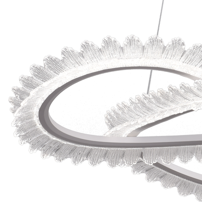 Żyrandol LED Luminis PRISM, kryształ i metal, 210 W, 4 okręgi, ściemnialny, regulowana wysokość, zimne/ciepłe/neutralne światło, luksusowe oświetlenie