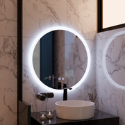 Okrągłe lusterko LED, 70 cm, dotyk noxia, system wyłączania, stokrotka