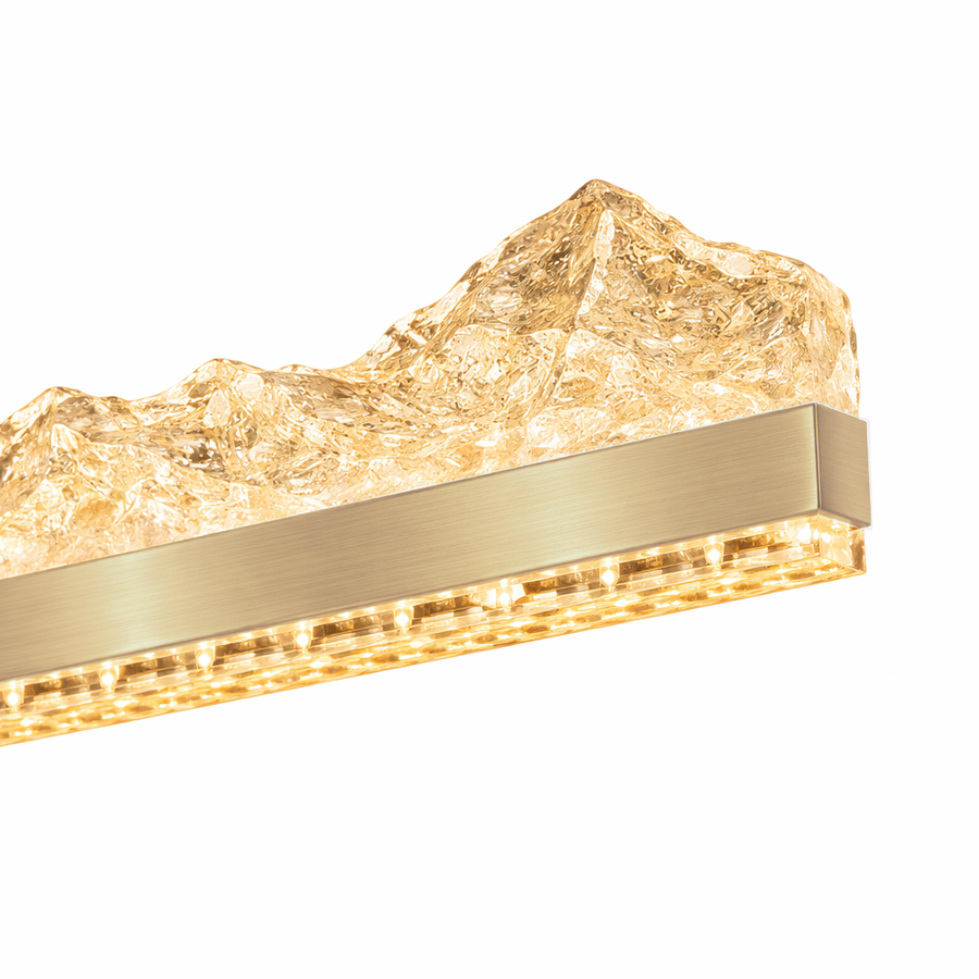 Zawieszany żyrandol LED z pilotem MARISTELLA 90W, światło zimne/ciepłe/neutralne 3000K/4000K/6000K, możliwość przyciemniania, regulowana wysokość, złoto, metal i kryształ