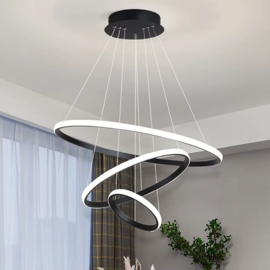 Żyrandol wiszący LED RICCI 45W, 3 okręgi, światło zimne/ciepłe/neutralne, czarny, regulowana wysokość