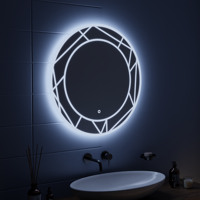 Lustro dotykowe LED ASTRIX, 60 cm, możliwość przyciemniania, system odmgławiania