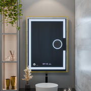 Prostokątne lusterko LED, 60x80 cm, Eclat Motionglow Marcello, System Defrition, zegar i termometr, kosmetyki