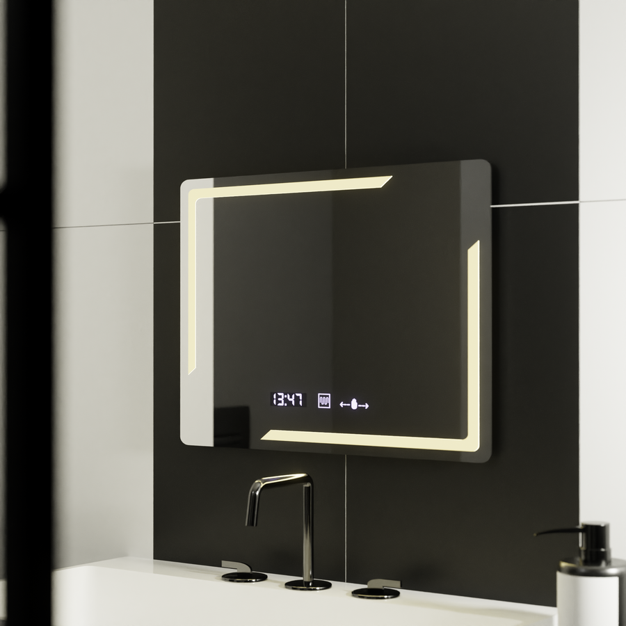 Lustro LED prostokątne 80x60cm Rayonnement MotionGlow Marcello Defog System Zegar i termometr Ściemnialny 