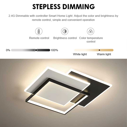 LED żyrandol z pilotem 102 W Chiara, 3 kwadraty, zimne/gorące/neutralne światło, niestabilne, czarne