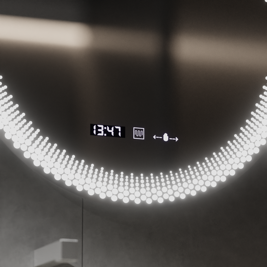 Okrągłe lustro LED 60 cm, Stellaire Touch, system przeciwmgielny, ściemnialne