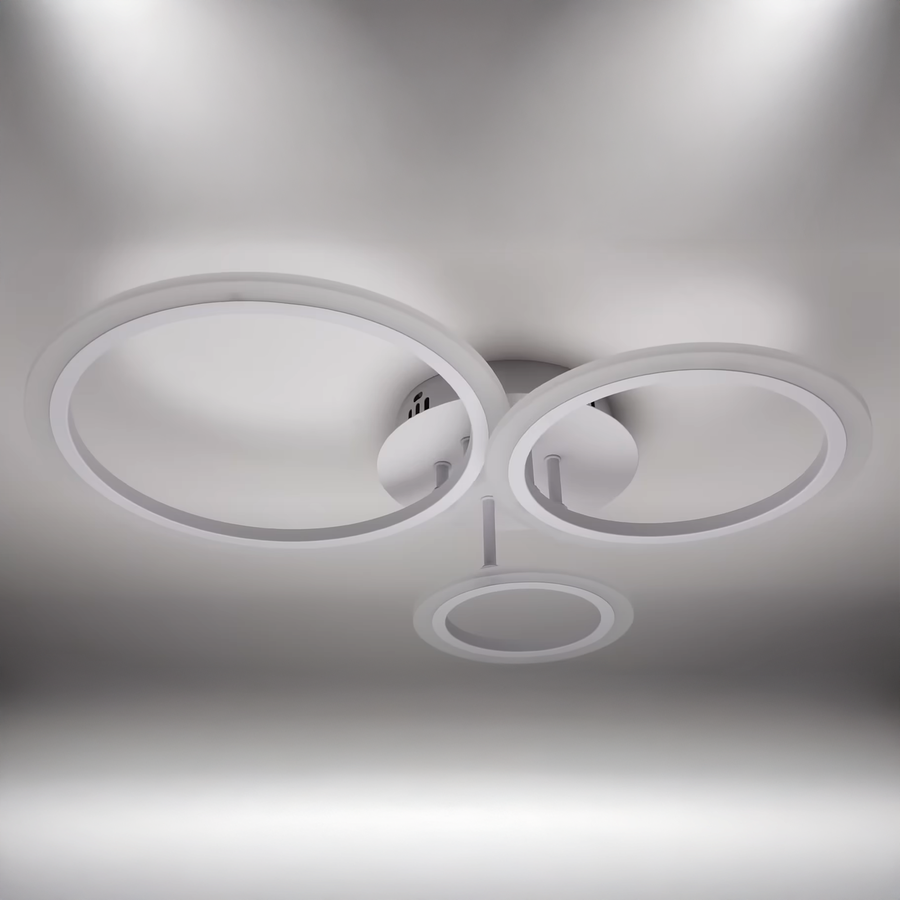 Żyrandol LED BETTY 41W z pilotem, 3 okręgi, światło zimne/ciepłe/neutralne, ściemnialny, biały