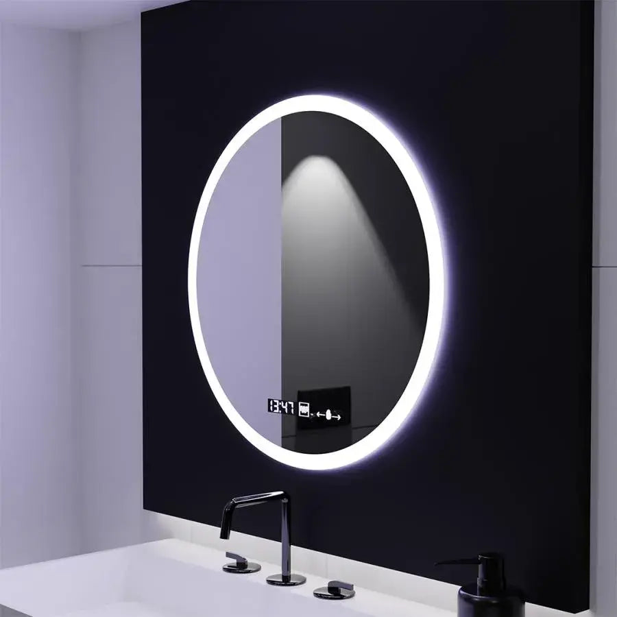 Okrągłe lustro LED, 70 cm, Elysee MotionGlow Marcello, system przeciwmgielny, zegar i termometr, ściemnialne 